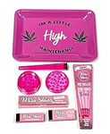 Wise Skies Pink High Maintenance Rolling Tray Set Choose Your Crusher Rolling Papers Tips Cone Holder Pre-Rolled V-Holder (55mm Set)