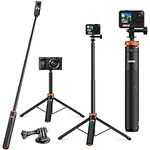 UURig Extendable Selfie Stick Tripod for Gopro Hero 10/9/8/7/6/5 Black/Gopro Max DJI Osmo Action,Insta 360 AKASO Action and More Action Camera (T3)