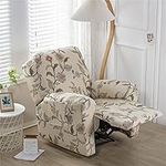 Highdi Recliner Chair Covers with Pockets for Electric Chair, 4 Pieces Floral Stretch Recliner Sofa Slipcovers Non Slip Reclining Sofa Cover Furniture Protector(Beige Classic)