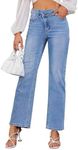 Genleck Wide Leg Jeans for Women – High Waisted Crossover Jeans Stretch Boyfriend Jeans Crisscross Y2K 90s Denim Pants