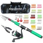 Telescopic Fishing Rod Reel Combo Portable Ultralight Spinning Pole Reel with Tackle Bag All-in-One Fishing Accessories Kit for Youth Adults Beginner Saltwater Freshwater Fishing (Green-6.89ft)