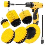 Lytool 7pcs Drill Brush Attachment Set, 1/4" Drill Brush Cleaning Brushes Set Power Scrubber Attachment Kit for Car, Kitchen, Bathroom, Floor, Tile