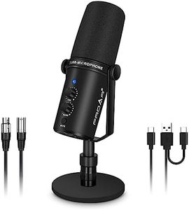 PROAR XLR/USB Dynamic Microphone, PC Computer Microphone for Podcasting, Vocal Recording, Live Streaming, Gaming & Voice-Over, All Metal Professional Studio Mic Kit with Noise Cancelling, USB-C Port