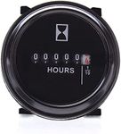 DEALPEAK 12V 24V 36V Hour Meter/Tachometer 2'' Round Waterproof Gauge for Marine Boat Tractor Engine