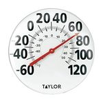 Taylor Extra Large Metal Wall Indoor Outdoor Thermometer, Easy to Read Numbers for Patio, Pool, and Indoor Areas, 18 inch, White