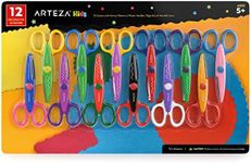 Arteza Kids Decorative Scissors, Set of 12, 5.5 Inches, Craft Scissors with Different Patterns, School Supplies for Teachers and Students