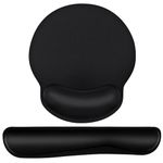 Mouse Pad and Keyboard Wrist Rest - Wrist Rest for Computer Keyboard, Ergonomic Mouse Pad & Keyboard Pad, Memory Foam Wrist Support for Comfy Typing (Mouse pad set, Classic black)