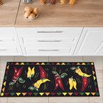 Ottomanson Siesta Collection Kitchen Hot Peppers Design Rubberback Runner Rug, 50 cm x 150 cm, Black Peppers