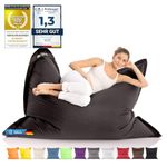 Giant Bean Bag Chair XXL Indoor and Outdoor living room balcony garden bean bag 400L giant beanbag seat cushion chair for children & adults 180 x 140cm (Nylon, Black)