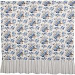 VHC Brands Annie Blue Floral Ruffled Cottage Farmhouse Shower Curtain 72x72