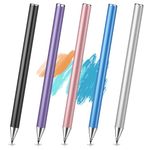 Flintronic 5 Pack Tablet Pen, Rubber Stylus Pen, Precision Disc Stylus Pens for Touch Screens, High Sensitivity Dual Head Stylus, Suitable for Apple/iPad/Samsung Galaxy/Xiaomi/ios/Android etc