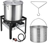 ROVSUN 60QT Turkey Fryer with 150,000BTU Propane Stove, Aluminum Seafood Crawfish Boiler Steamer & Deep Fryer with Basket, 10PSI CSA Certified Regulator & Lifting Hook for Outdoor Backyard Cooking