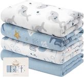 Yoofoss Muslin Swaddle Blankets, 4-Pack Receiving Blankets for Baby Boys and Girls, 47 x 47 Inches Neutral Swaddle Wrap 70% Rayon from Bamboo and 30% Cotton