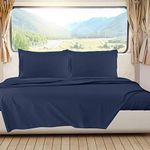 RV/Short Queen Bed Sheets Set Bedding Sheets Set for Campers, 4-Piece Bed Set, Deep Pockets Fitted Sheet, 100% Luxury Soft Microfiber, Hypoallergenic, Cool & Breathable, Navy Blue