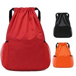 Grantop Drawstring Waterproof Bags, String Swim PE Bag, Oxford fabric Backpack Bags for men and women, for Sports School Beach Holidays Swimming Travel (Red, L)