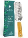 Foot File - Callus Remover Tool for Dead Skin Removal, at Home Pedicure Tools, Foot Rasp Callus Remover Feet and Heels, Smooth Soft Feet Using a Grater & Scraper (Bamboo & Stainless Steel) (1 Pack)