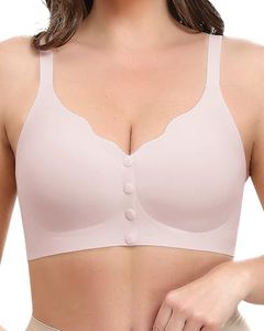 Jiuday Vorderverschluss BH Damen ohne Bügel Komfort Nahtloser Leicht Anzuziehen BHS für Still Ältere Menschen Bustier Gepolstert Stütz Seamless Soft Bralette (Rosa,2XL)