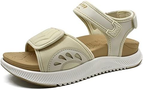 ONCAI Walking Sandals Women,Arch Support Hiking Sandals for Women 2025 with Orthotic Outdoor Plantar Fasciitis,Water Athletic Platform Sandalias Mujer with Adjustable Straps Beige/White Size 9.5