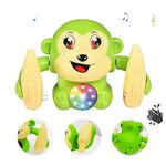 Wembley Dancing Monkey Musical Toy for Kids Baby Spinning Rolling Doll Tumble Toy with Voice Control Musical Light with Sensor - ISI Mark - Made in India-Green