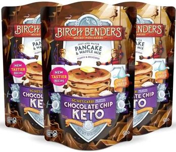 Birch Benders Keto Chocolate Chip Pancake & Waffle Mix with Almond Flour, Just Add Water, 10 Ounce (Pack of 3)