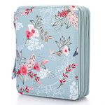 BSTKEY 120 Slots Pencil Wrap Case Colored Pencil Holder, Pencil Pouch Bag Pen Storage Organizer with Zipper for Colored Pencils Stationery (Hummingbird Flower)