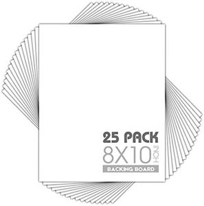 Mat Board Center, Pack of 25, 8x10 White Backing Boards - 4-ply Thickness - for Pictures, Photos, Framing Support - Great for DIY Projects, Art, Prints