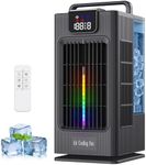Portable Air Conditioner, 4-in-1 Personal Mini Air Conditioner Cooling Fan, 2000ML Portable AC Evaporative Air Cooler with 1-8H Timer, 120° Oscillation, 4 Speeds & 7 RGB Light Modes for Room Office