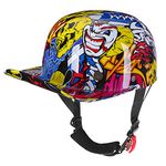 Woljay Vintage Retro Open Face Motorcycle Helmet Baseball Cap Half Helmets Men Women for Moped Cap Jet Scooter Street Cruiser - DOT Certified (Large, Clown)