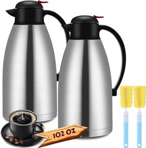 Nuogo 2 Pcs 102 oz Thermal Coffee Carafe with Long Handle Brush Double Walled Vacuum Stainless Steel Coffee Carafes Insulated Thermal Pot Water Flask for Home Office Use Keep 24 Hours Coffee Tea