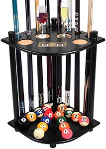 MoyanSuper Pool Stick Holder Solid Wood Floor Stand Cue Stick Holder Billiard Cue Racks Holds Billiards Accessories for Billiard Room,Pool Hall,Bar Room,Game Room(Black)