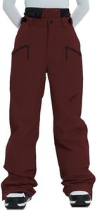 HIGH EXPERIENCE Ski Pants Snow Snowboard Pants Waterproof Insulated Baggy Windproof Hiking Winter Warm for Men Women (Burgundy Red, Medium)