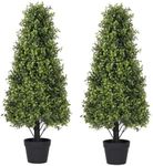 Azoco 3ft Artificial Boxwood Topiary Tree 36in, Topiary Trees Artificial Outdoor Set of 2, Faux Boxwood Topiary Outdoor Plants Decor