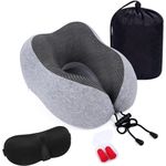 Memory Foam Neck Pillow with 360-Degree Head Support for Ultimate Comfort During Travel, Lightweight and Easy to Store. Ideal for Sleeping on Airplanes, Cars, Trains and at Home. (Dark Grey)