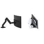 Ergotron HX Desk Monitor Arm - Mounting kit (articulating arm, desk clamp mount, grommet mount, pivot) for Monitor - matte black - screen size: up to 49" - desktop & HX Heavy-Duty Tilt Pivot BWT