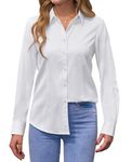 siliteelon Women Shirt Easy Iron White Shirts for Women Regular Fit Work Office Business Executive Caual Ladies Shirts,M