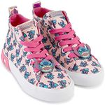 Disney Girls Lilo & Stitch Sneakers - Lilo and Stitch High Top Athletic Shoes - Lilo and Stitch High Top Lace Up Sneakers (Light Pink, 1)