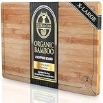 Deer & Oak - Premium Wooden Chopping Board - X-Large 45 x 30 x 2cm Bamboo Cutting Board for Carving Meat or Vegetables - Chopping Boards for Kitchens - Pre Oiled, Treated, Attractive Wood