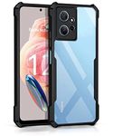 WOW IMAGINE TPU+PC Shock Proof Clear Protective Back Case For Xiaomi Redmi Note 12 4G - Airedge Technology | 360 Degree Camera Protection | Transparent Hybrid Back Case Mobile Cover - Black