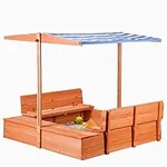 Kids Wooden Sandbox with Cover for 