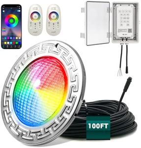 10 Inch Led Inground Pool Light, 12v 60w 100ft Smart Swimming Pool Lighting Fixture With App/Remote/Controller Contains Transformer, 12 Volt Underwater Light For Inground Pools, Lifetime Replacement