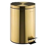 Navaris Gold Pedal Bin 12 Litre - 12L Kitchen Bin with Lid and Removable Inner Bucket - Recycling Bins for Kitchen Bathrooms Toilet Office or Bedroom - Metallic Gold