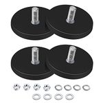 4 Pcs Neodymium Magnets Rubber Coated Neodymium Magnets, Anti-Scratch Mounting Magnets M6 Male Thread Stud Threaded Magnet with Bolts Nuts