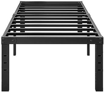 Tooyyer Twin XL 18inch Extra Long Metal Bed Frame Heavy Duty 3000 lbs Sturdy Steel Frame Easy to Assembly Mattress Foundation No Box Spring Needed Non-Slip Support&Noise Free Black Bed