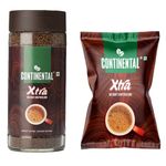 Continental Coffee Continental Xtra Coffee Powder 100G Jar + 100G Refill Pouch Combo | Strongest Instant Coffee | 1 * 100G Jar & 2 * 50G Pouch | 200 Gram