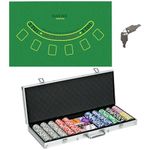 SPORTNOW 500-Piece Poker Chips Set with Aluminium Case, Casino Texas Holdem Poker Set with Mat, 11.5g Numbered Poker Chips, Two Decks of Cards, Dealer, Five Dices