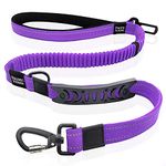 Q.K Bungee Dog Lead, Shock Absorbing Reflective Dog Lead, Dog Walking Running Elastic Lead with 2 Padded Handle & Car Seat Belt Buckle, Adjustable Dog Leash Heavy Duty for Large Medium Small Dogs