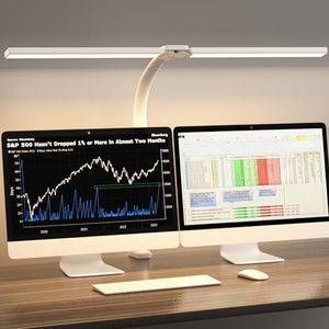 SKYLEO Lampara Escritorio - Flexo LED Escritorio - 24W Cuidado de los Ojos - Control Táctil - 5 Modos de Color X 11 Niveles de Brillo - 2400LM - Temporizador y Función de Memoria - Blanco