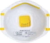 Portwest P101 Disposable FFP1 Exhalation Valve Respirator Face Mask (Pack of 10) White