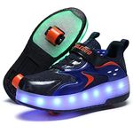 LED Light-Up Roller Skate Shoes with Retractable Wheels-Stylish Trainers for Boy, Girl, Kids, USB Rechargeable, Shiny Luminous Sneakers - Perfect for Party, Birthday, Christmas, Enhanced Safety