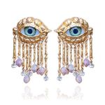 Evil Eye Earrings 18K Gold Plated Earrings Women Real Pearls Surreal Earrings Vintage Baroque Designer Inspired Art Deco Statement Fashion Forward Stylish Avant - Garde